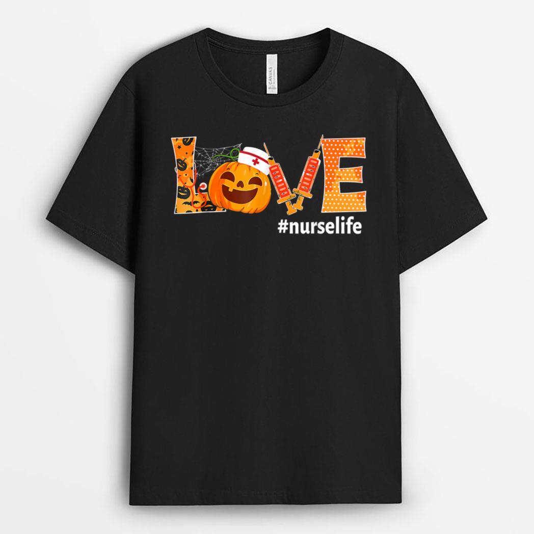 Love Nurse Pumpkin Fall Funny Nursing Halloween Costume T-Shirt