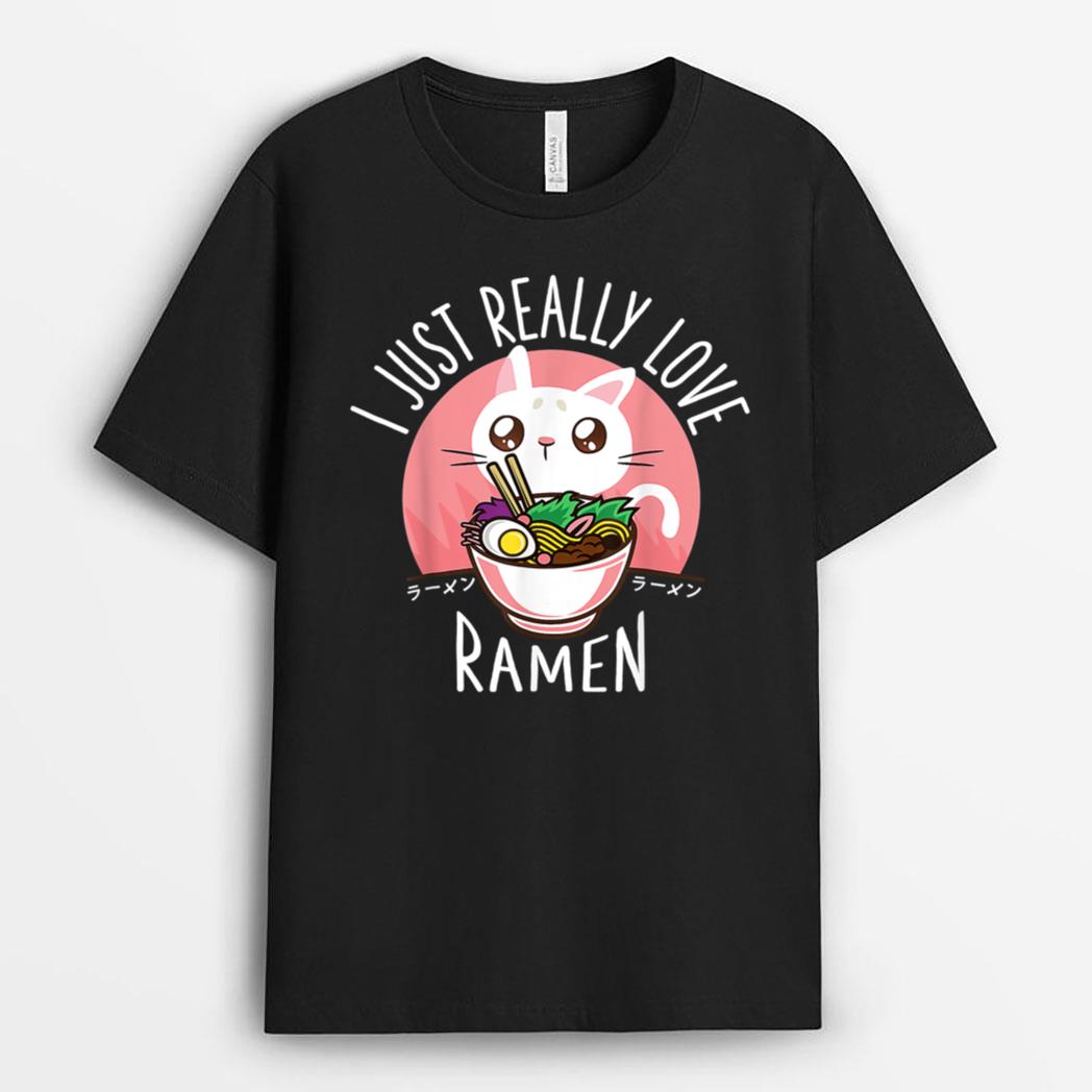 Love Ramen Japanese Noodles  Kawaii Anime Cat Gifts T-Shirt