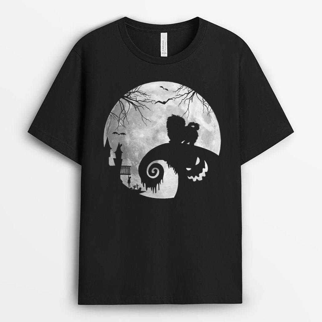 Maltese Dog And Moon Halloween Costume Dog Lover Funny Gifts T-Shirt