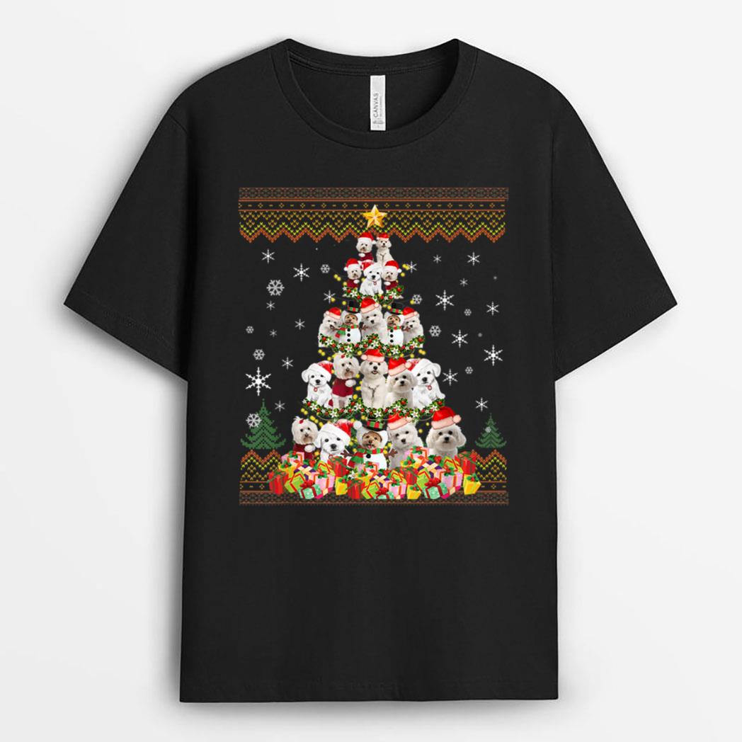 Maltese Dog Christmas Lights Christmas T-Shirt