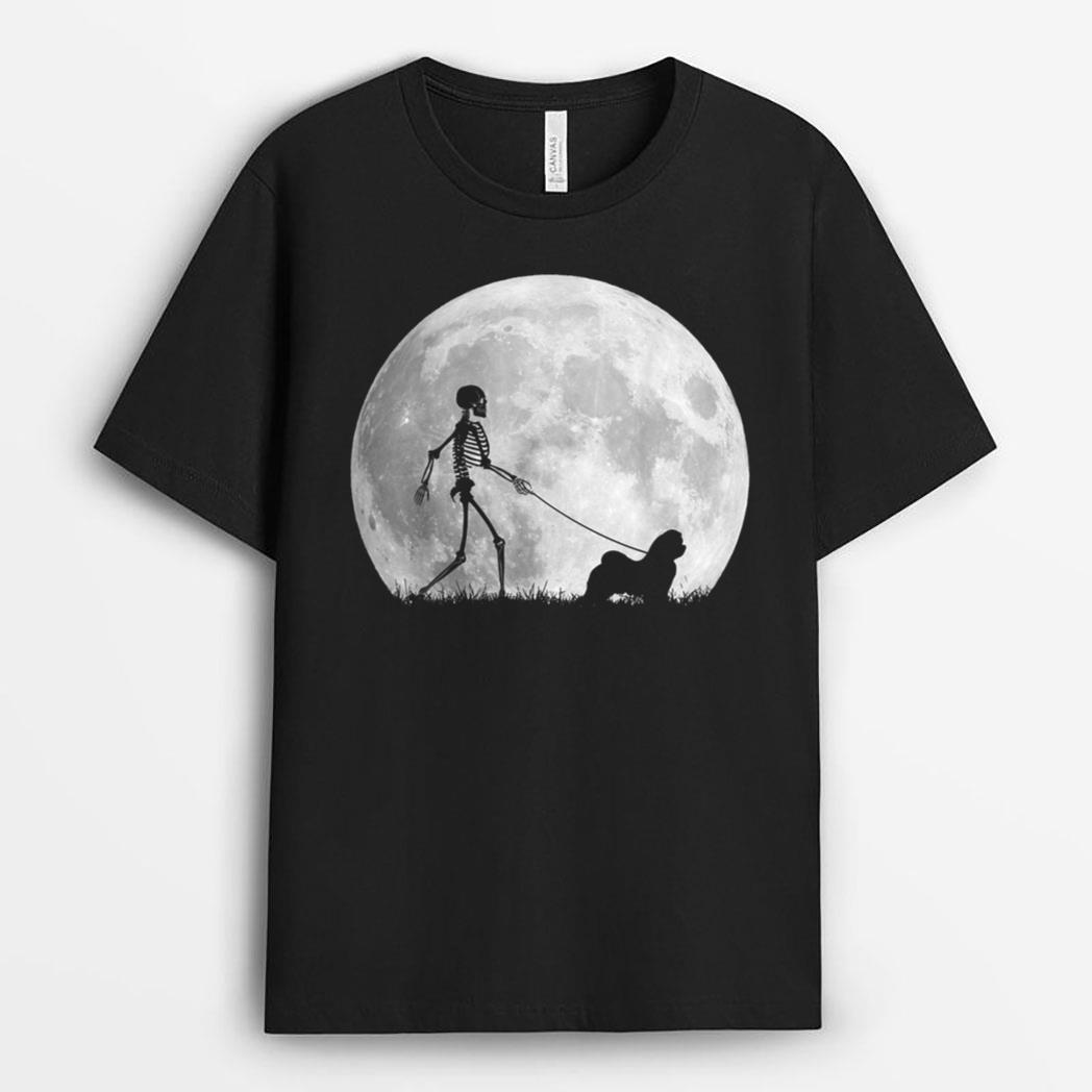 Maltese Halloween Skeleton Funny Dog T-Shirt