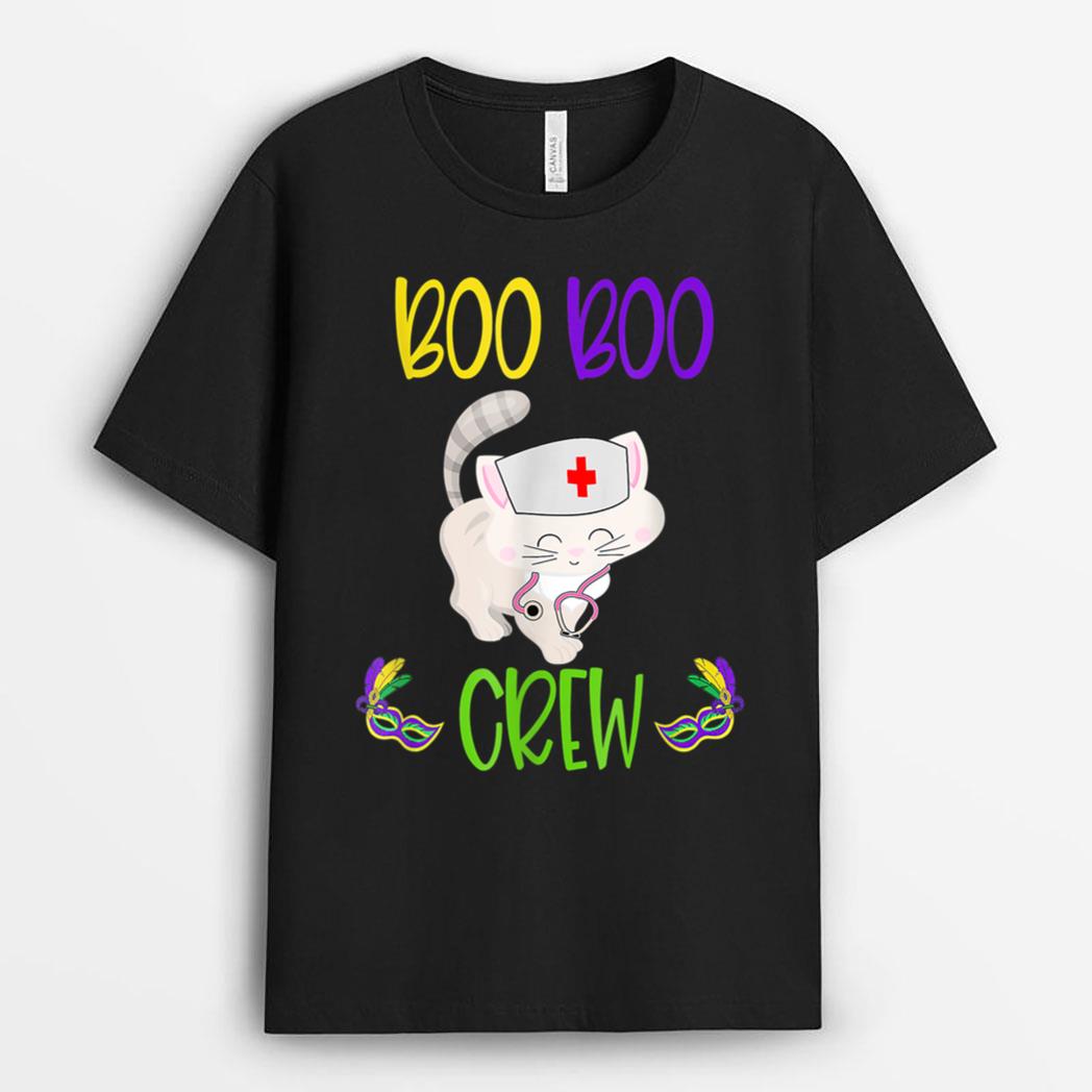 Mardi Gras Boo Boo Crew Nurse Cat Funny For Nurses Gifts T-Shirt